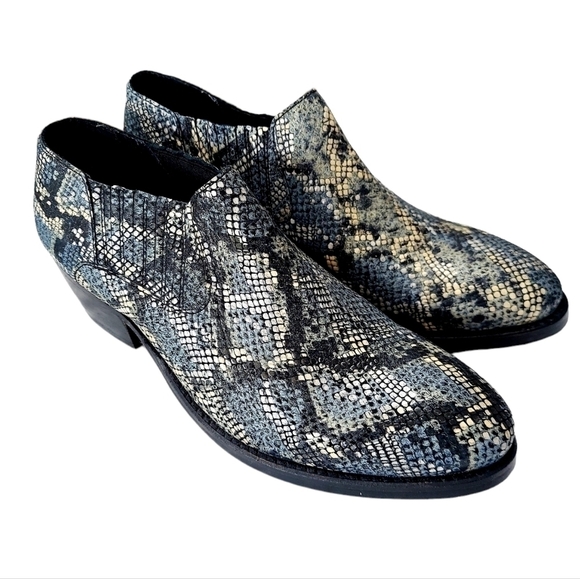 Skechers Shooties Womens 7.5  Snakeskin Print Cowboy Boot Western Ankle Booties - Picture 2 of 13